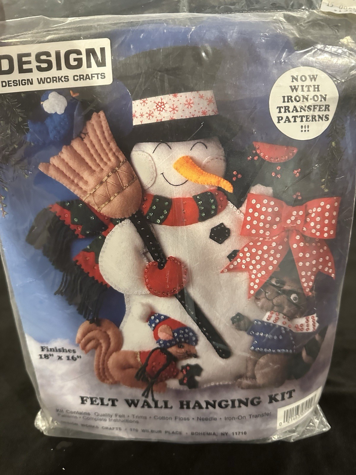 Vintage Design Works Crafts Felt Wall Hanging Kit 5109 Frosty Snowman New Sealed