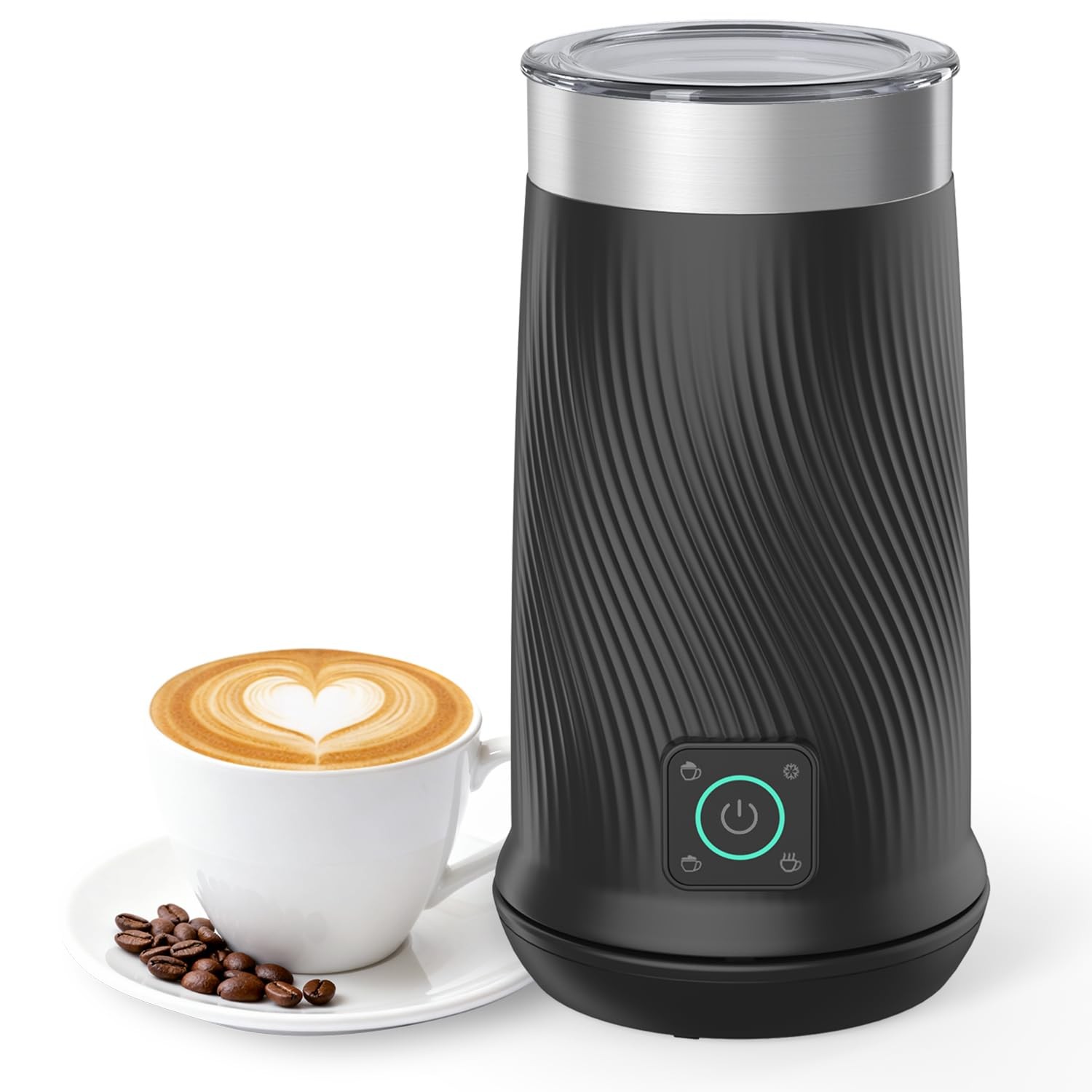 Wowteam Milk Frother, 4-in-1 Electric Milk Steamer, Warm and Cold Milk Warmer...