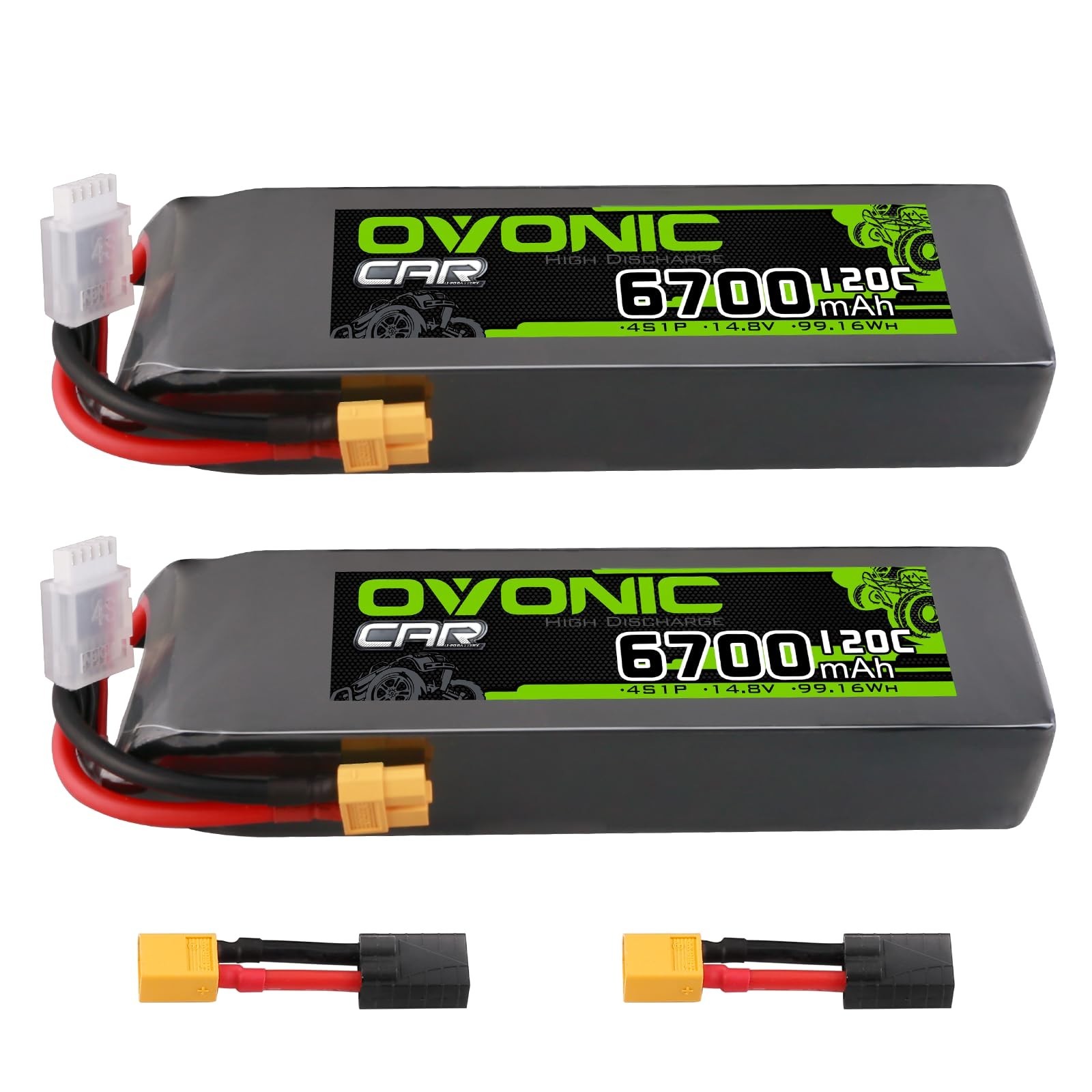 OVONIC 14.8V 4S LiPo Battery 6700mAh 120C with TRA Plug for RC Car RC Truck A...
