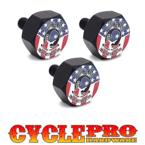 Black Billet Hex Windshield Bolt Kit For 93-13 Harley Touring - POW MIA USA PF