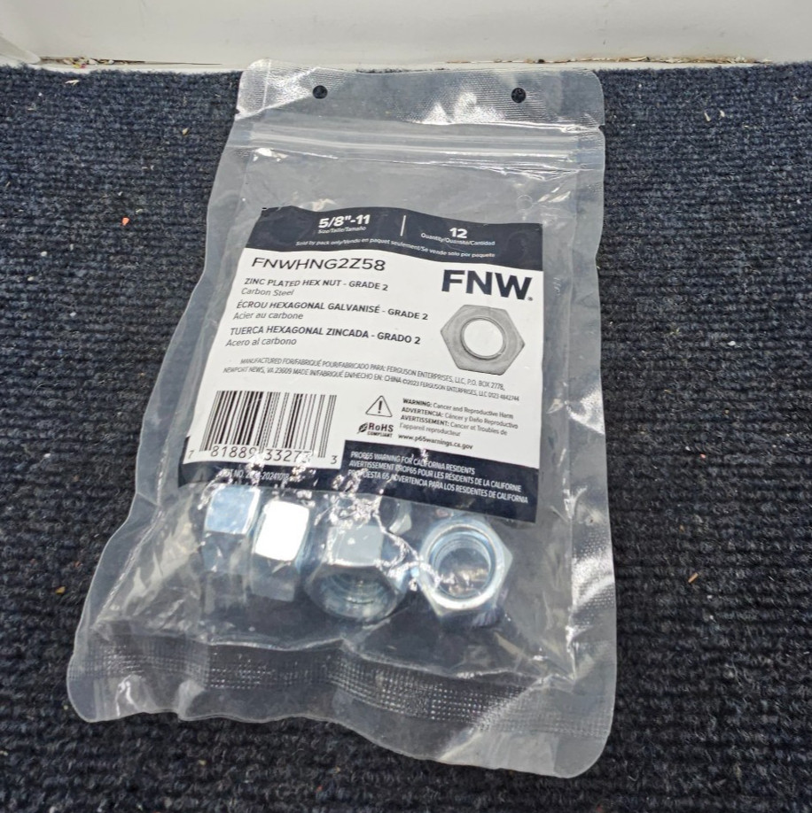 (QTY 24) FNW FNWHNG2Z58 Heavy Zinc Plated Hex Nut Carbon Steel 5/8" Grade 2