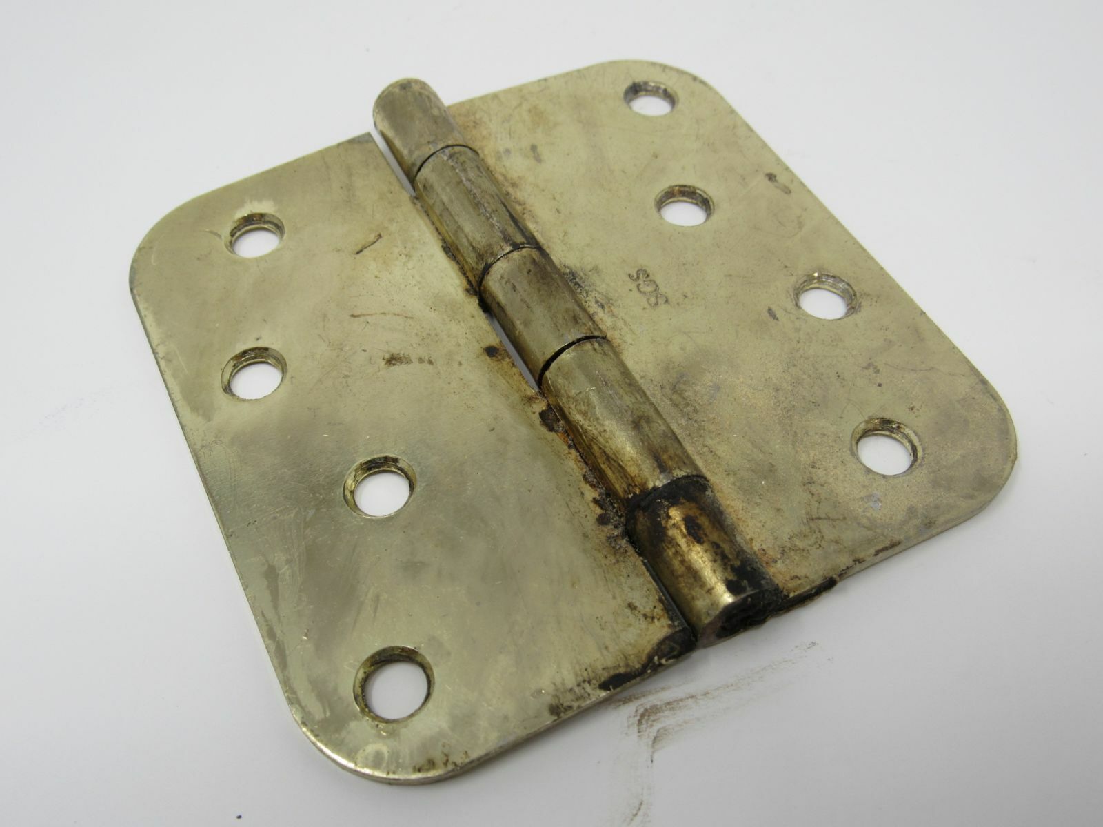Standard Door Hinge 4-in Polished Brass 4 Holes Rounded Corners
