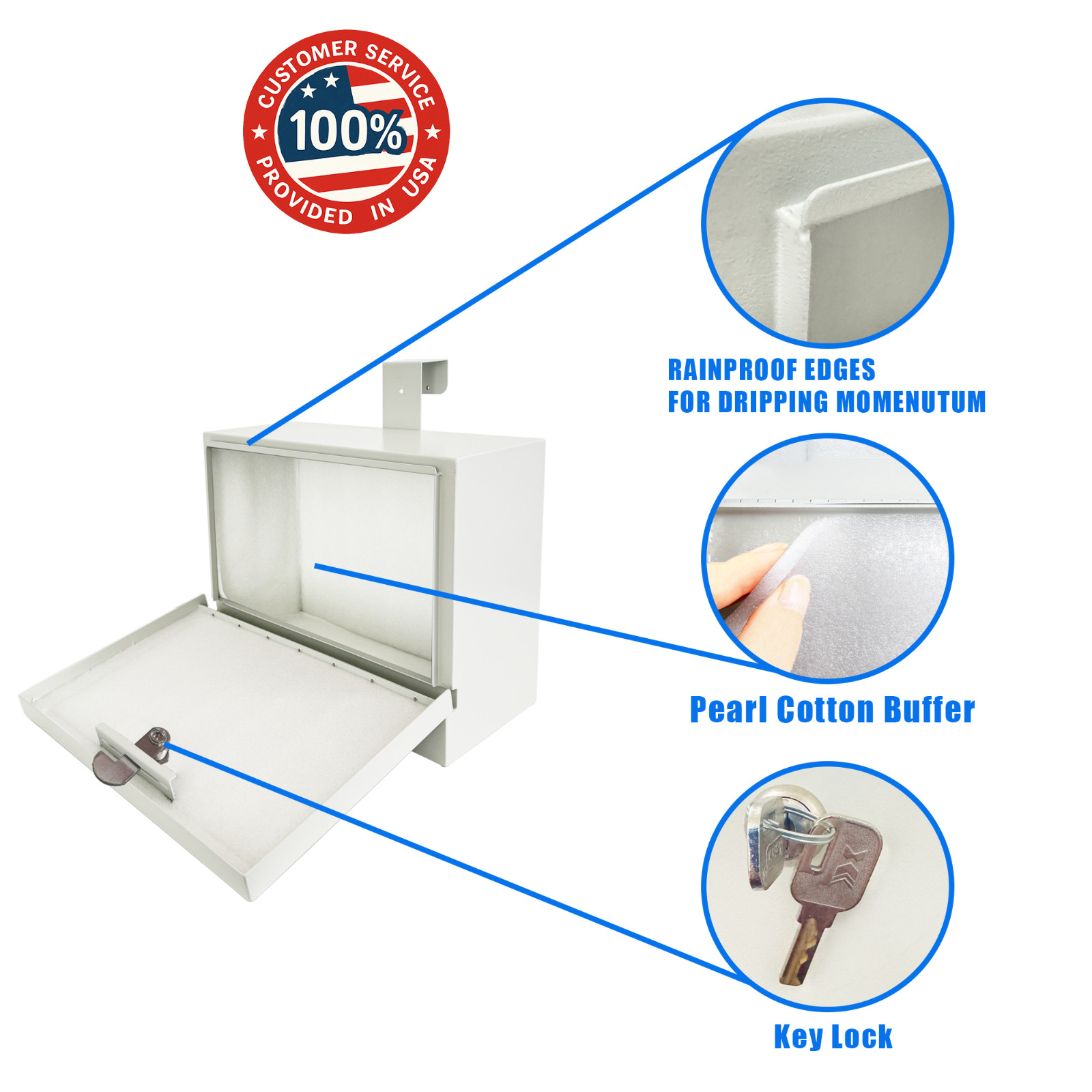 OPEN BOX Metal Specimen Drop Box,Medium Size,Over-the-Door Hanging with Key Lock