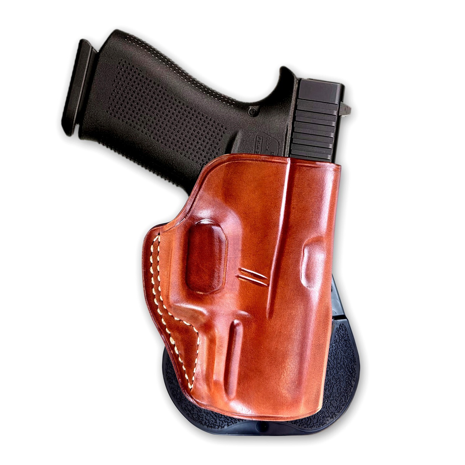 Leather OWB Paddle Holster Custom Fit, Glock 43X MOS Subcom 9mm 3.41'' #1491#