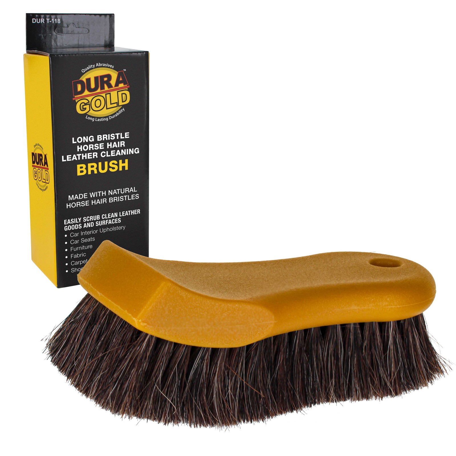 Long Bristle Horse Hair Leather Cleaning Brush, Scrub Car Upholstery Seats Shoes