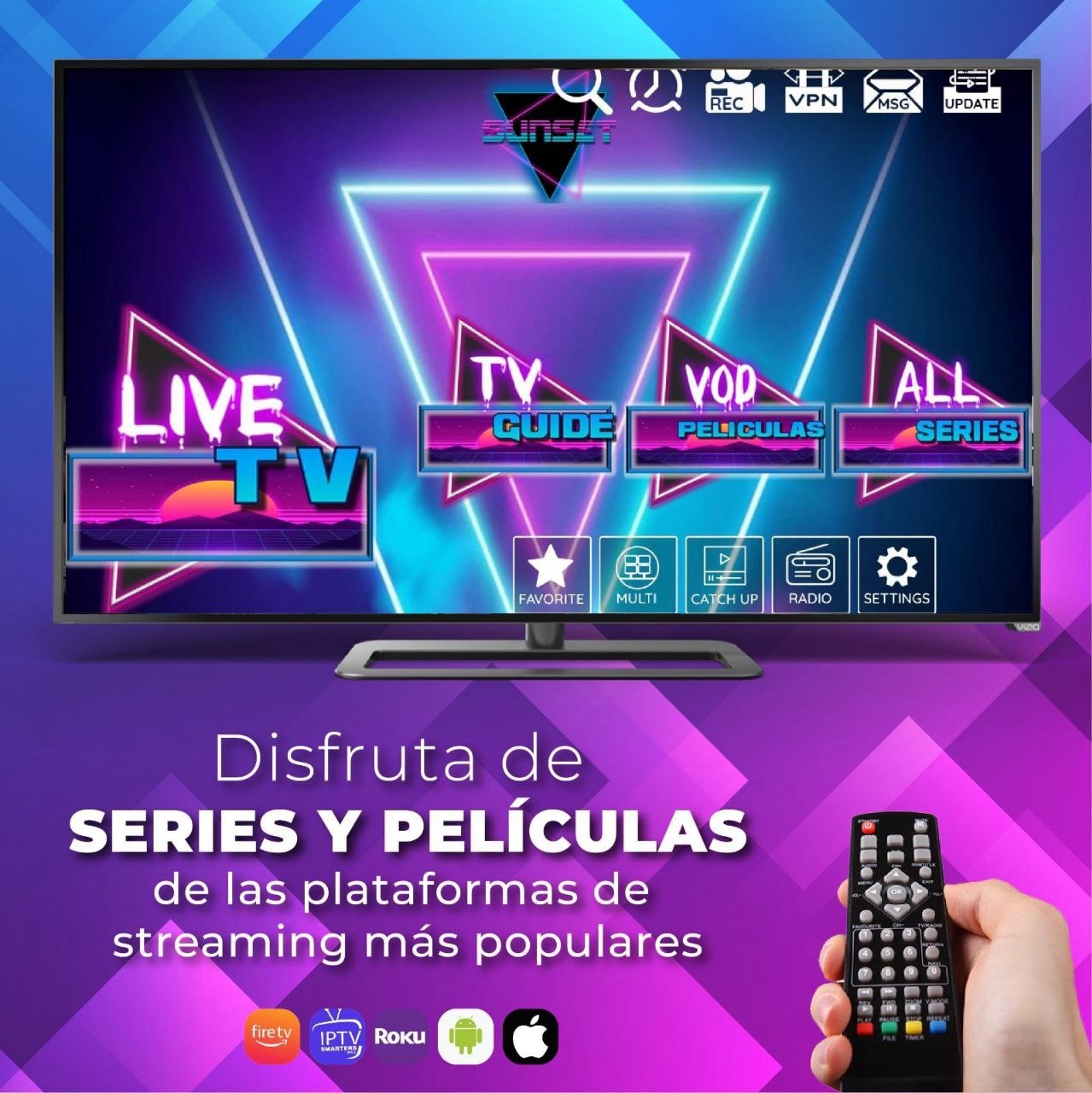 Sunset Media Streamer Box Black Live TV VOD TV Guide Radio Catch Up