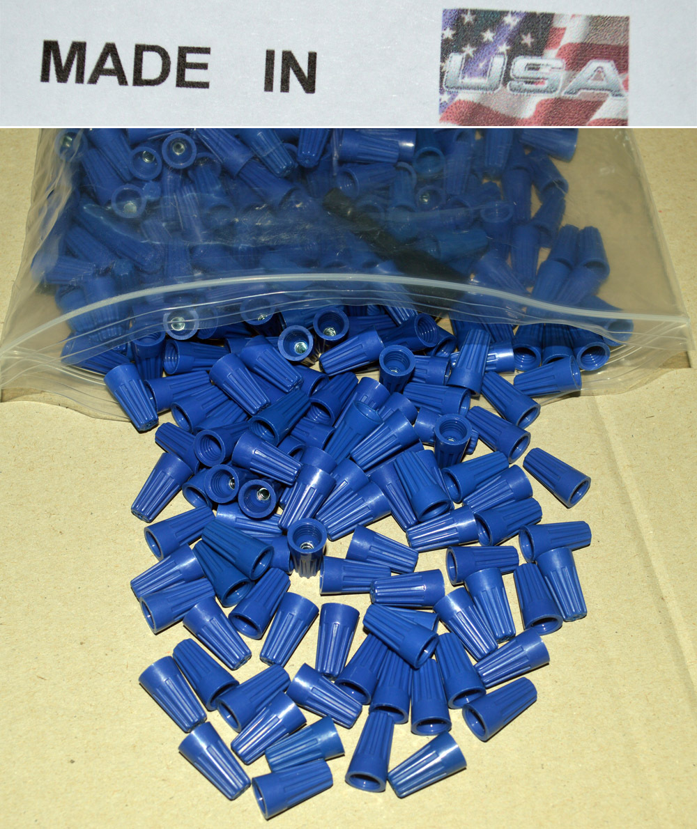 1000 PCS Blue Twist-On Wire Connectors Conical nuts 22-14 Gauge UL Certified