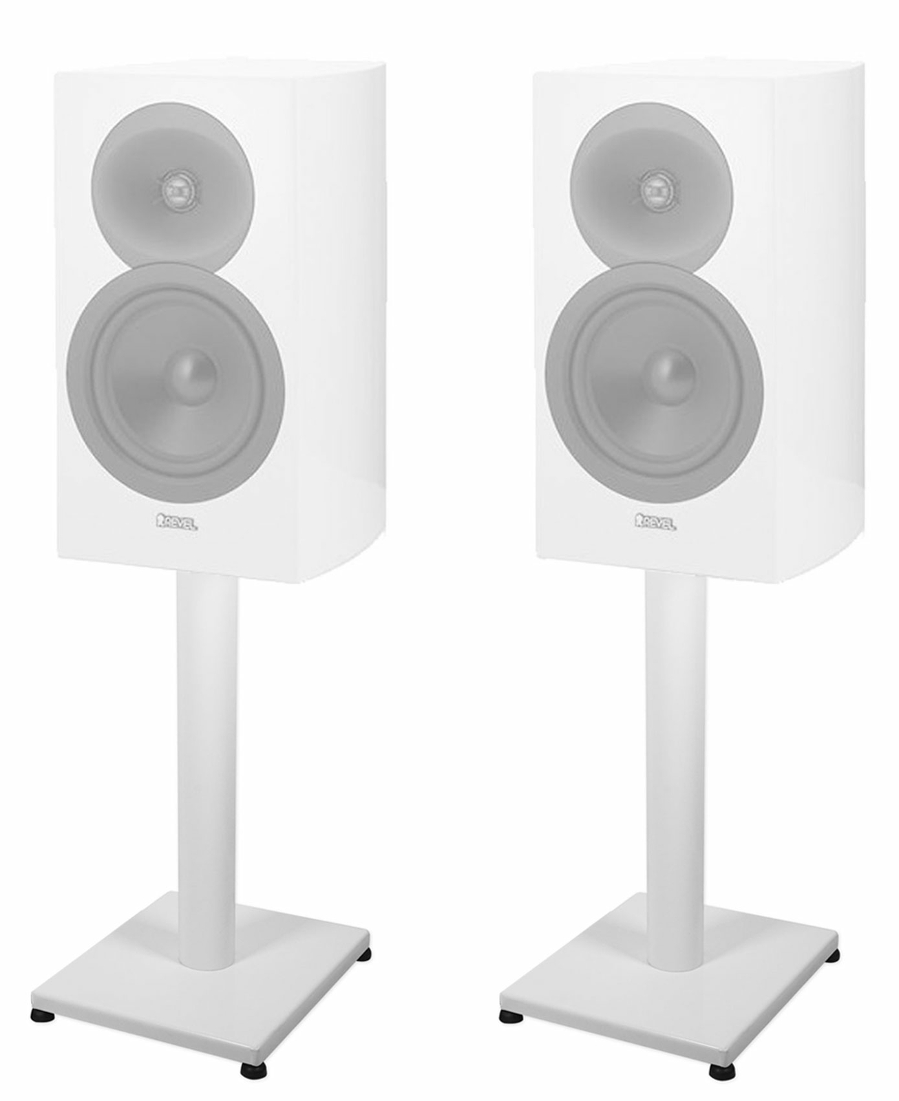 Pair 21” Steel White Stands For Revel Concerta2 M16 Bookshelf Speakers