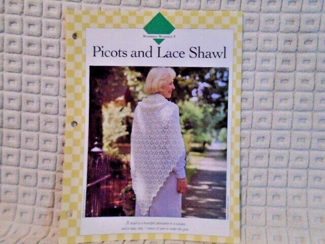 Women's Picots and Lace Shawl VANNA'S CLUB CROCHET PATTERN INSTRUCTIONS