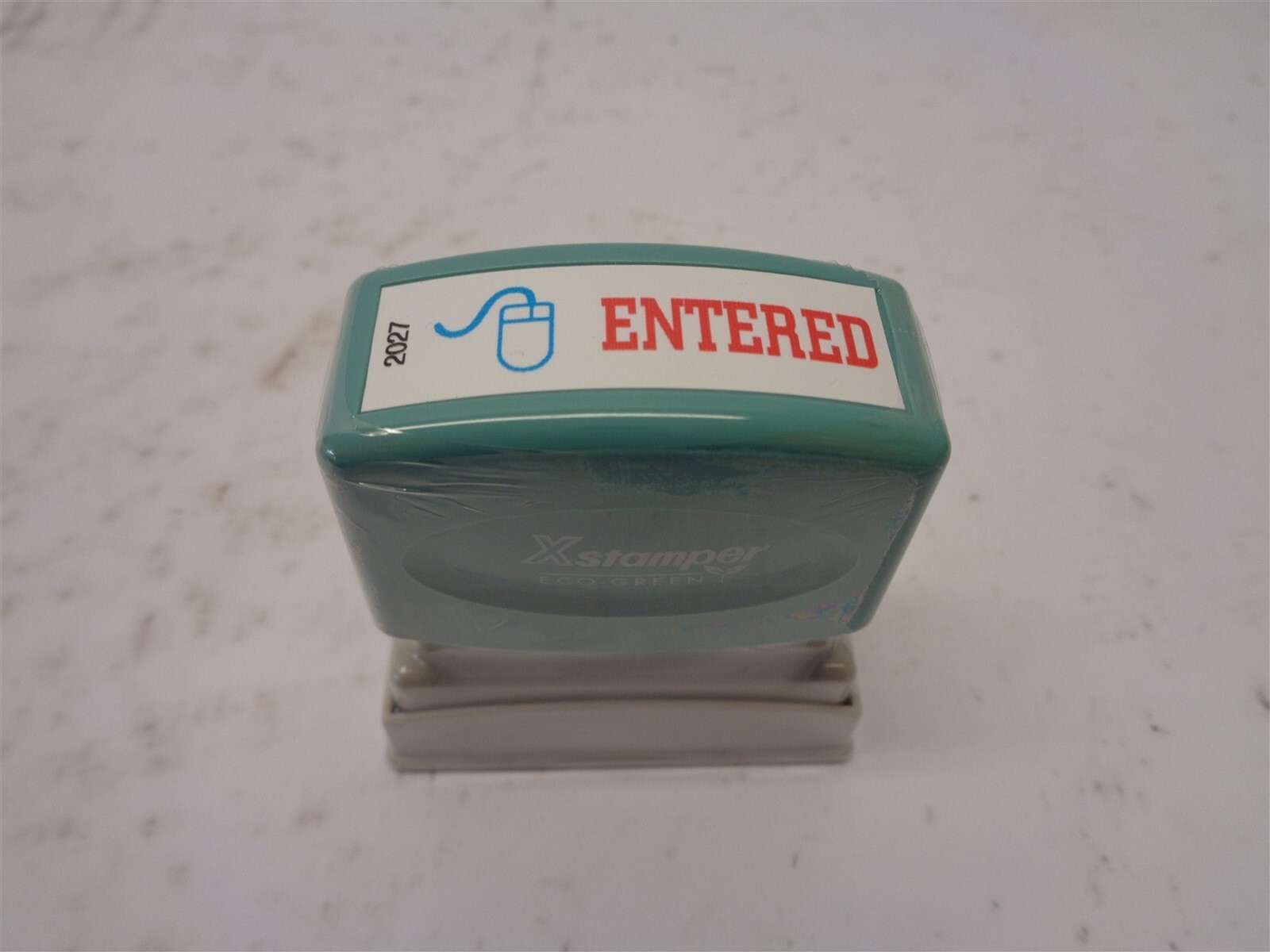 Xstamper Pre-Inked ENTERED Blue/Red Ink Stamp No. 2027