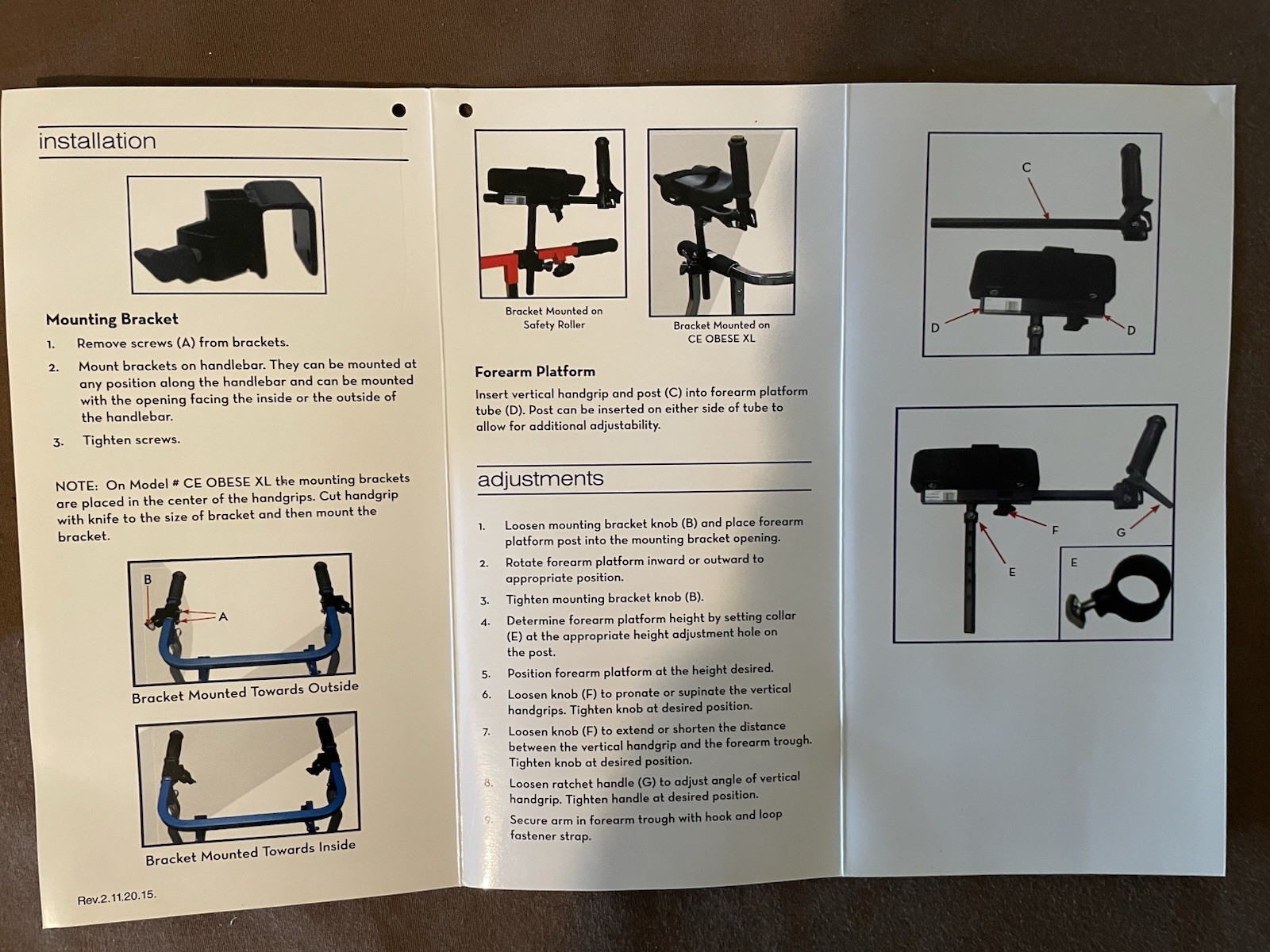 Wenzelite Set Of Forearm Platforms And Mounting Brackets #CE1035FP