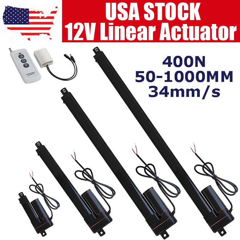 400N 12V Linear Actuator Motor High speed 34mm/s Stroke 2"~40" 88lbs Waterproof