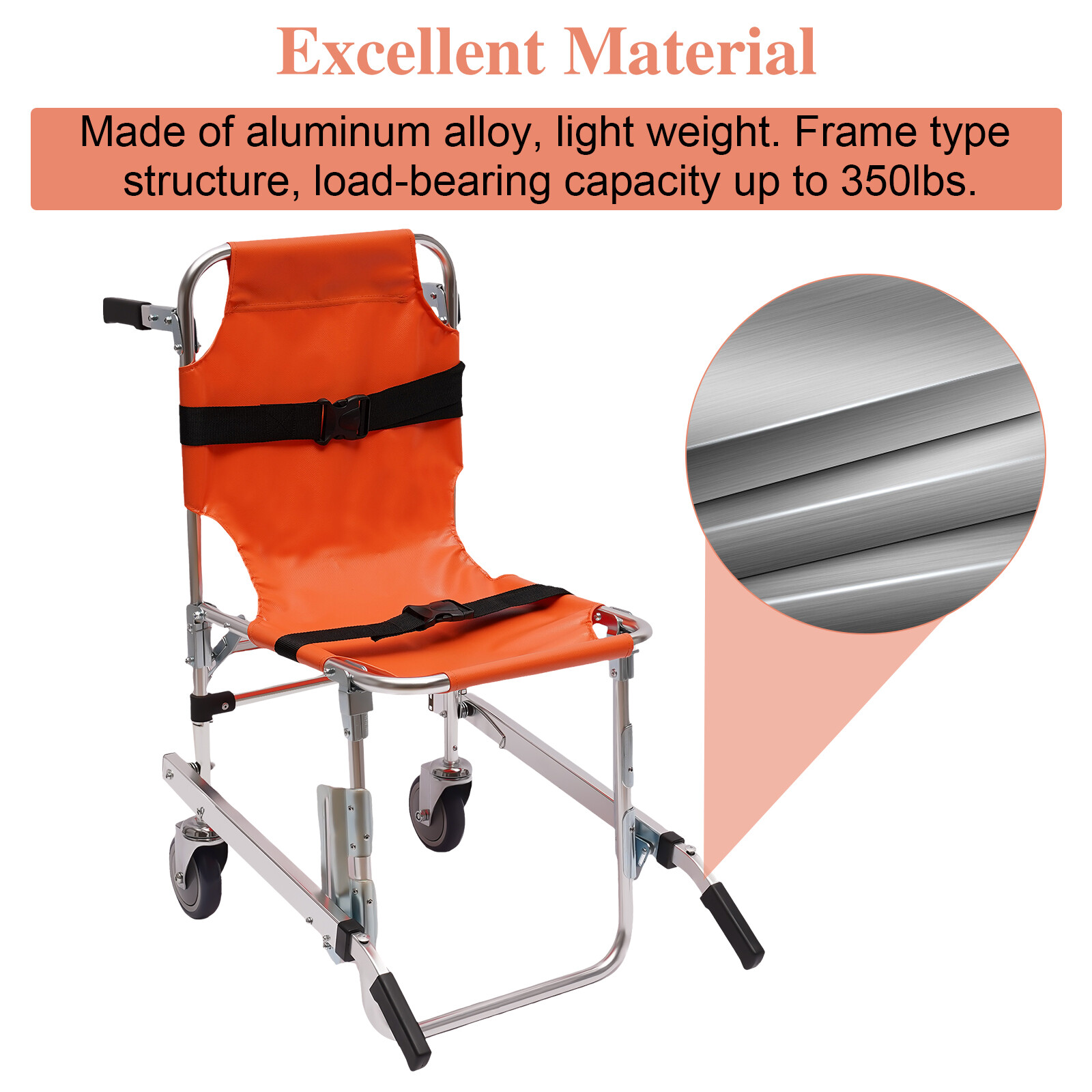 EMS staircase chair two -wheeled orange without brakes