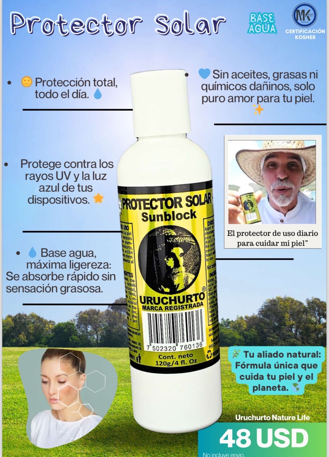 URUCHURTO PROTECTOR SOLAR BASE AGUA