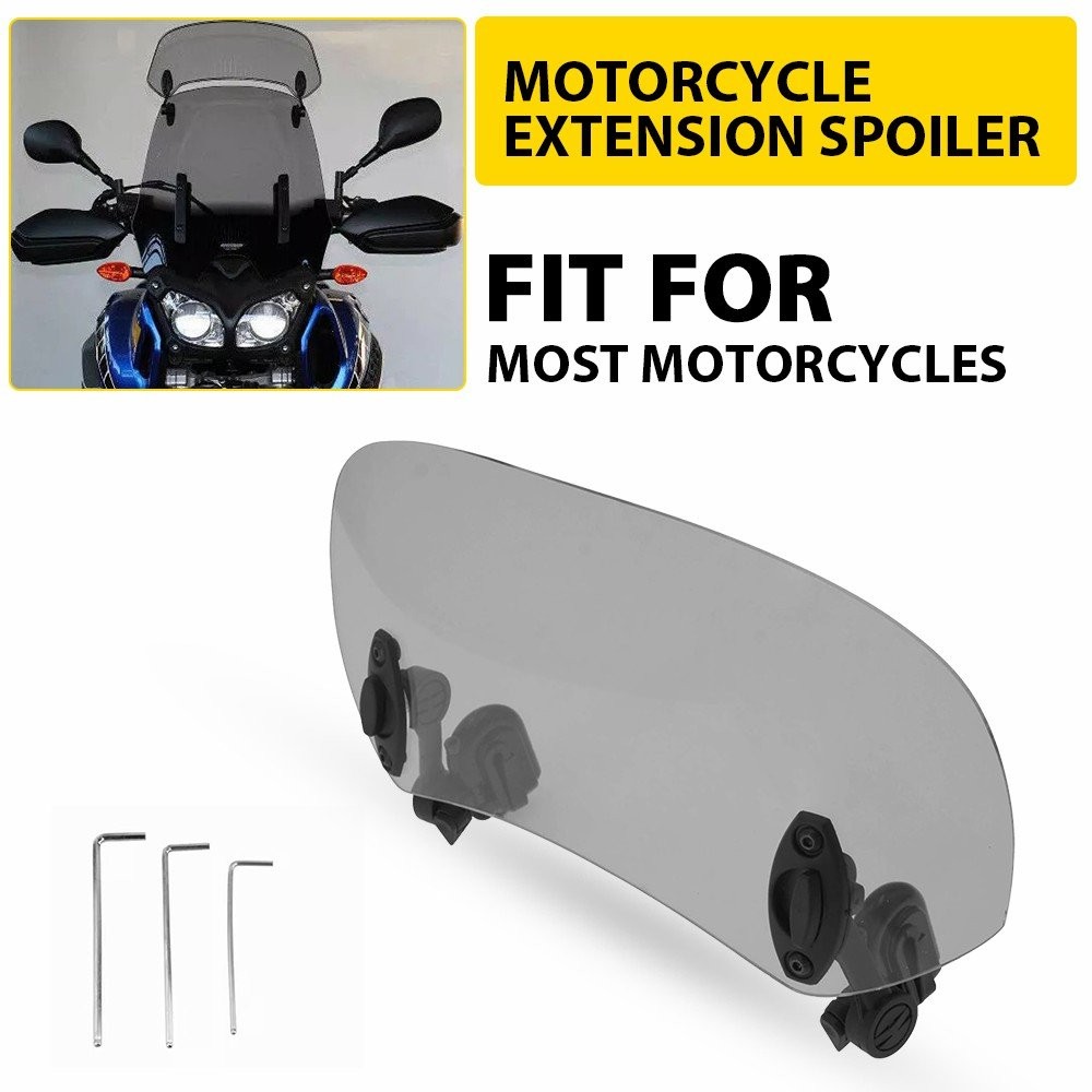 Motorcycle Adjustable Clip-On Windshield Extension Spoiler Windscreen Deflector