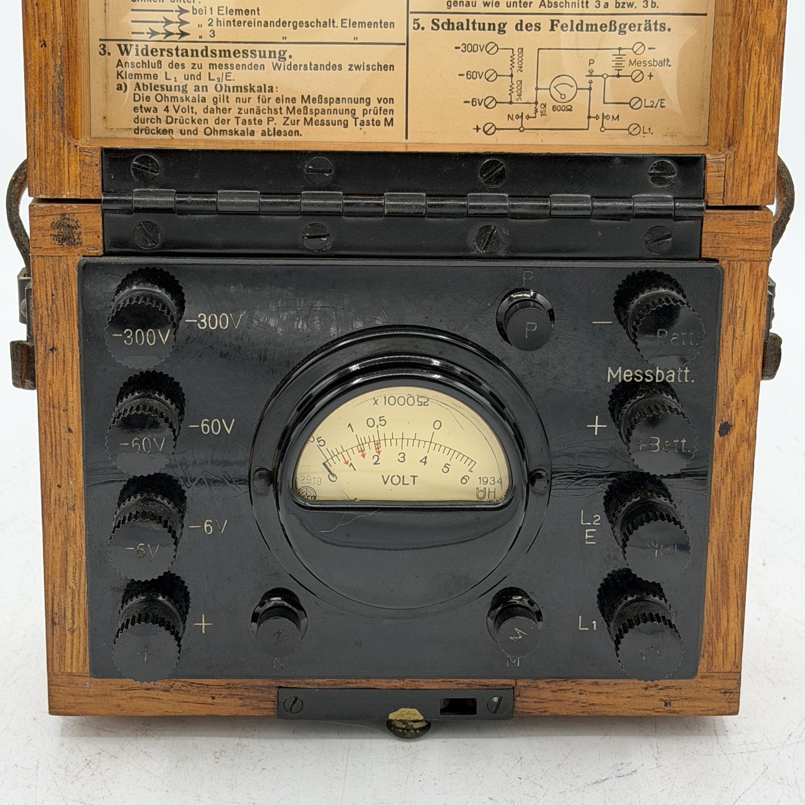 German Wehrmacht Signal Corps Field Voltmeter Wooden Case 1935 NORMA - Excellent