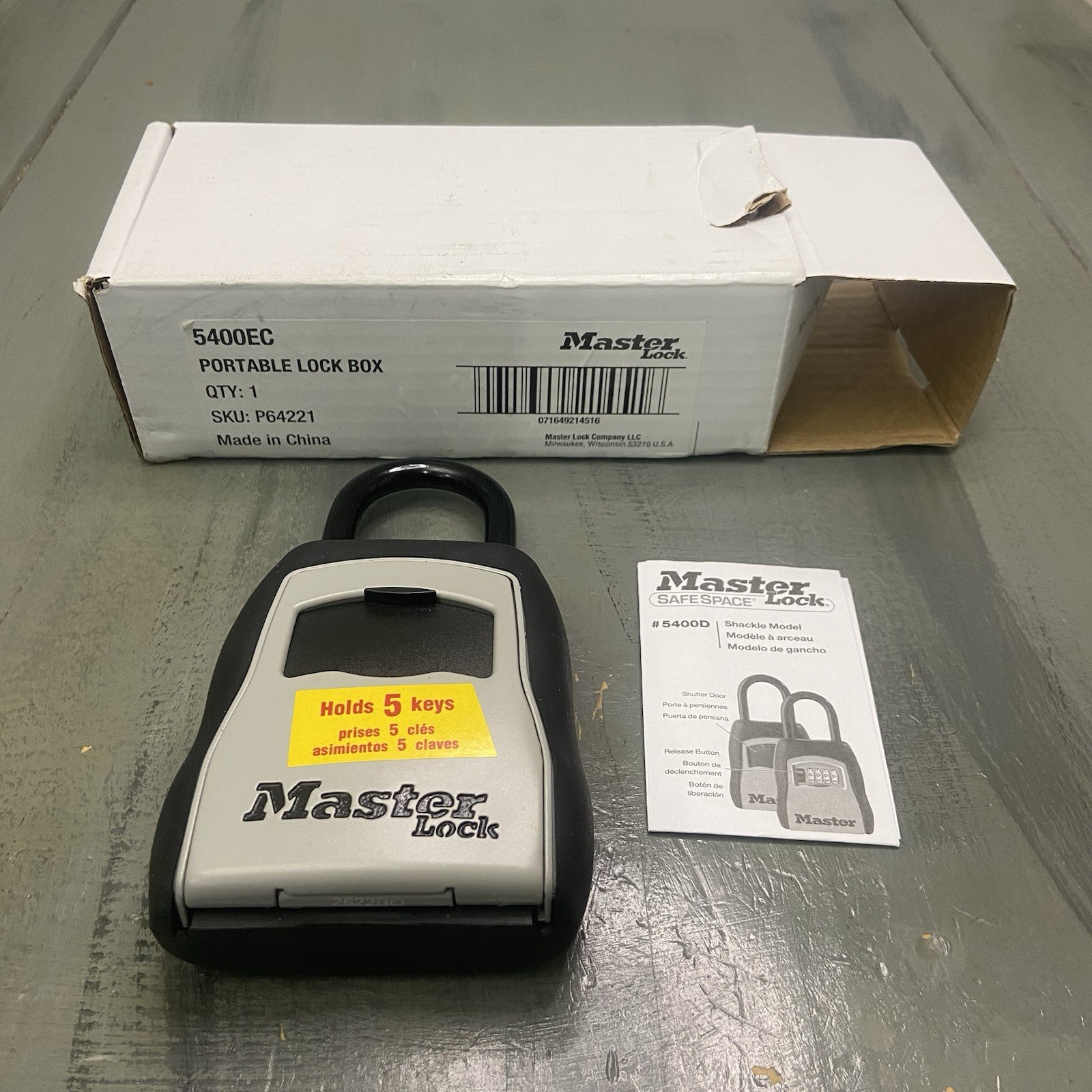 MasterLock 5400D Set Your Own Combination Portable Lock Box 5 Key Capacity Black