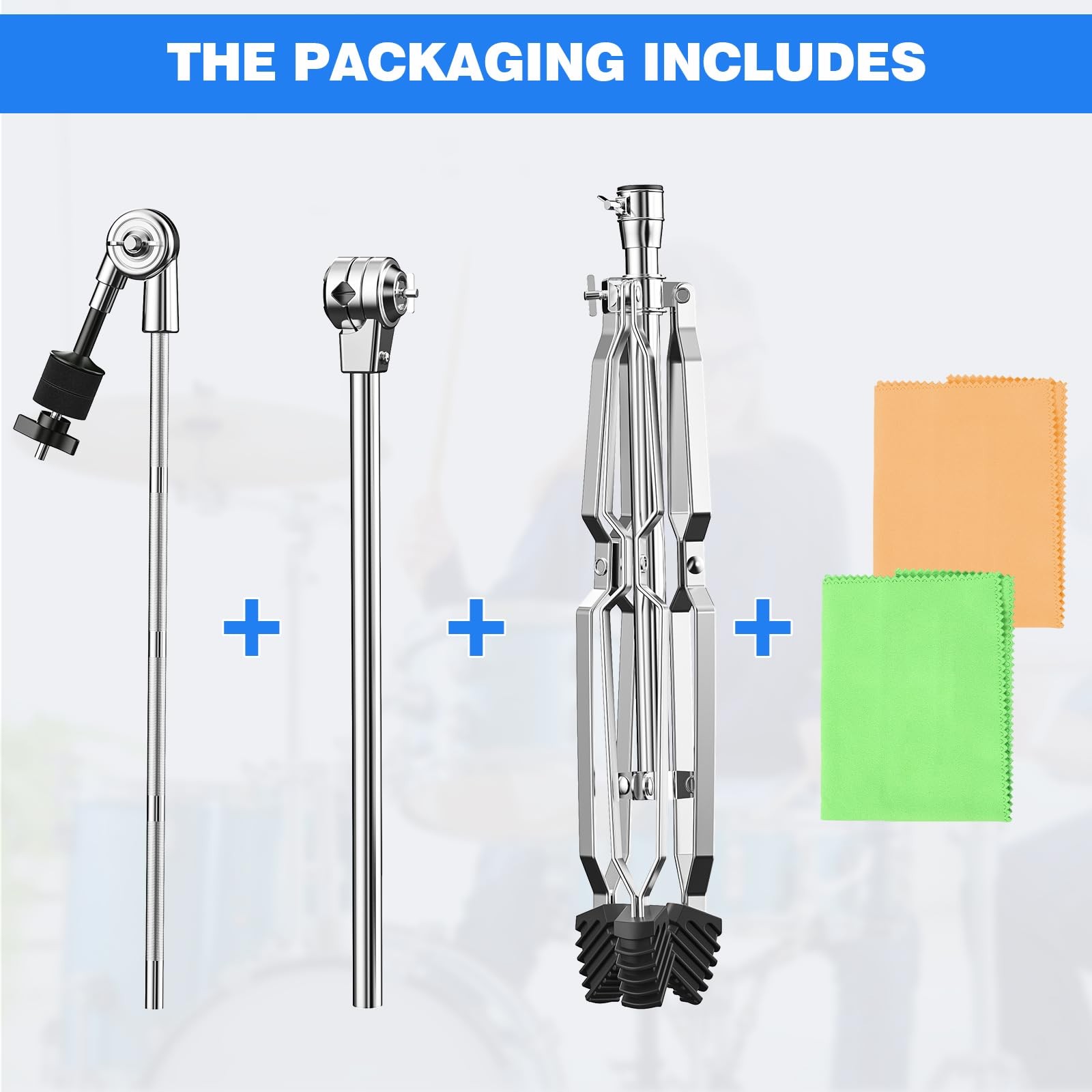 Boom Cymbal Stand Adjustable Drum Hardware Percussion Mount Double Braced