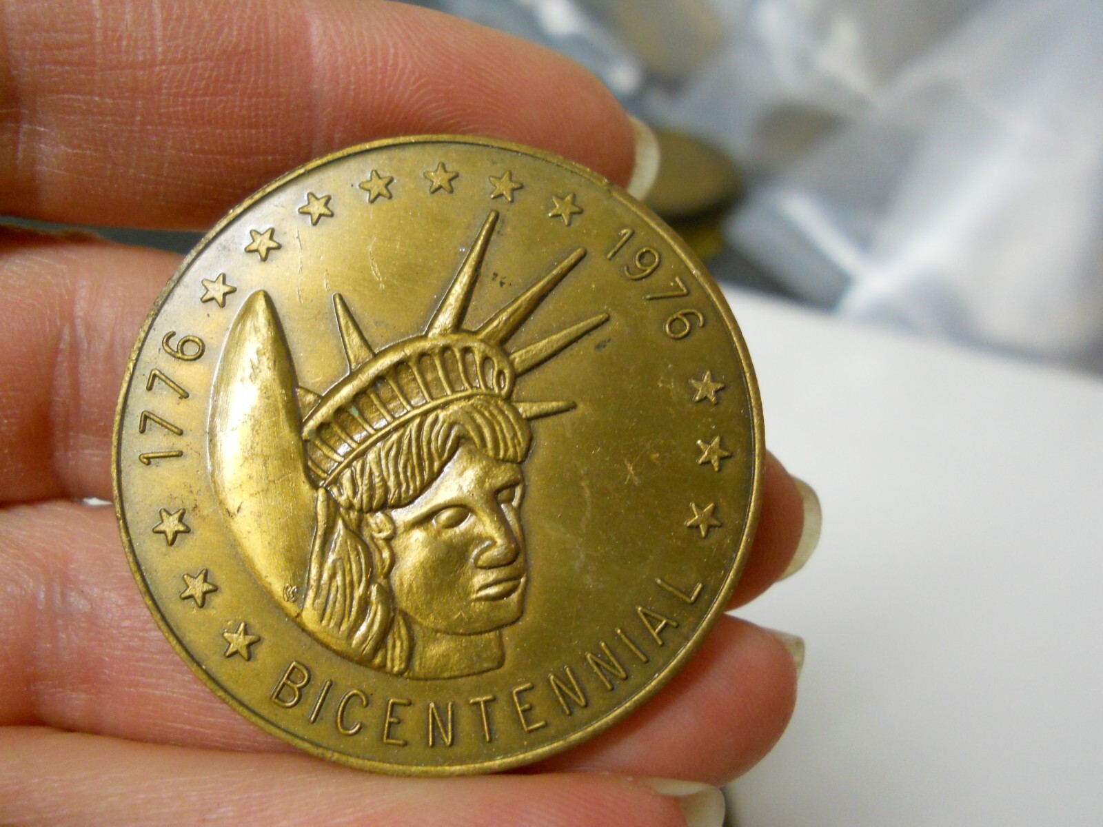 NASA Bicentennial Brass Dual Challenge Coin 1776-1976 200 Years of Freedom LadyL