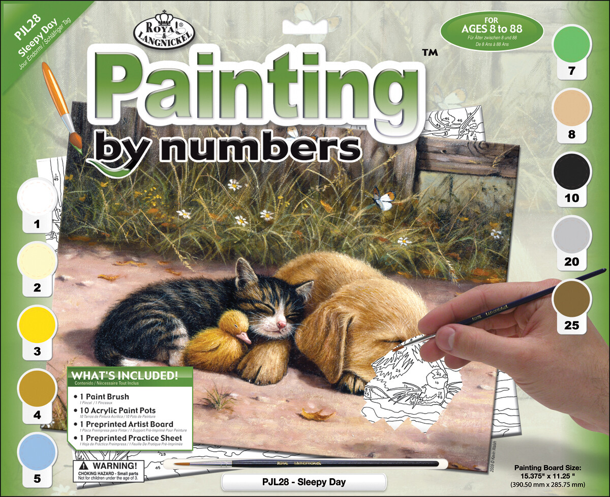 Royal Brush Junior Large Paint By Number Kit 15.25"X11.25"-Sleepy Day (4Pk)