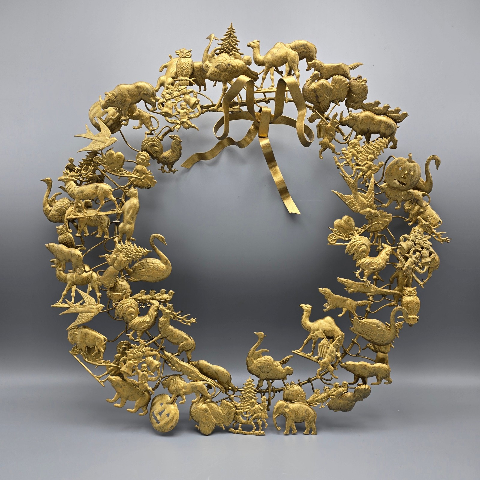 Vintage Dresden Brass Holiday Wreath