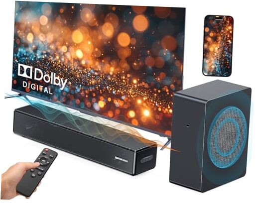 2.1 ch Soundbar with subwoofer, Dolby Digital 100W Sound Bars TV Speaker Home