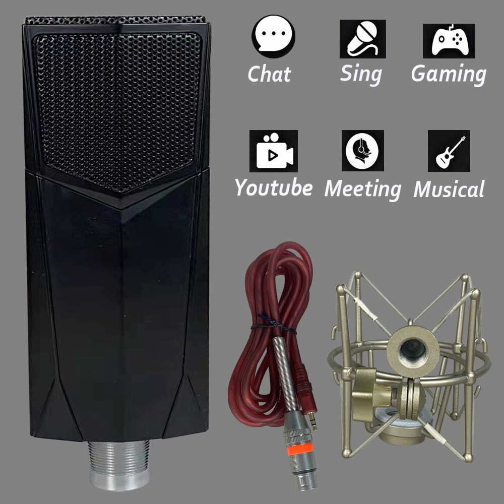 Cardioid Microphone Condenser Kit For Studio Live Recording Broadcast Chat Mic