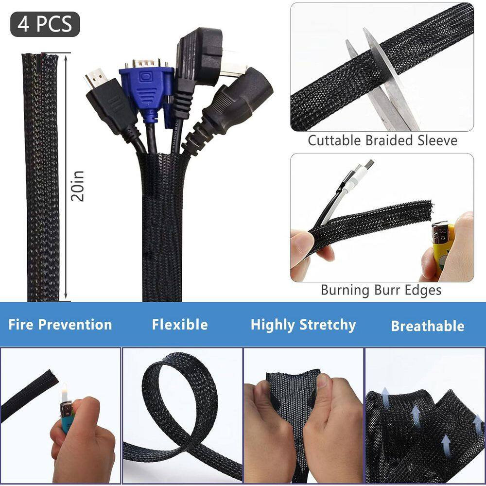 Cable Management Kit 327 PCS with Cable Sleeves, Clips, Holders, Organizer Strap