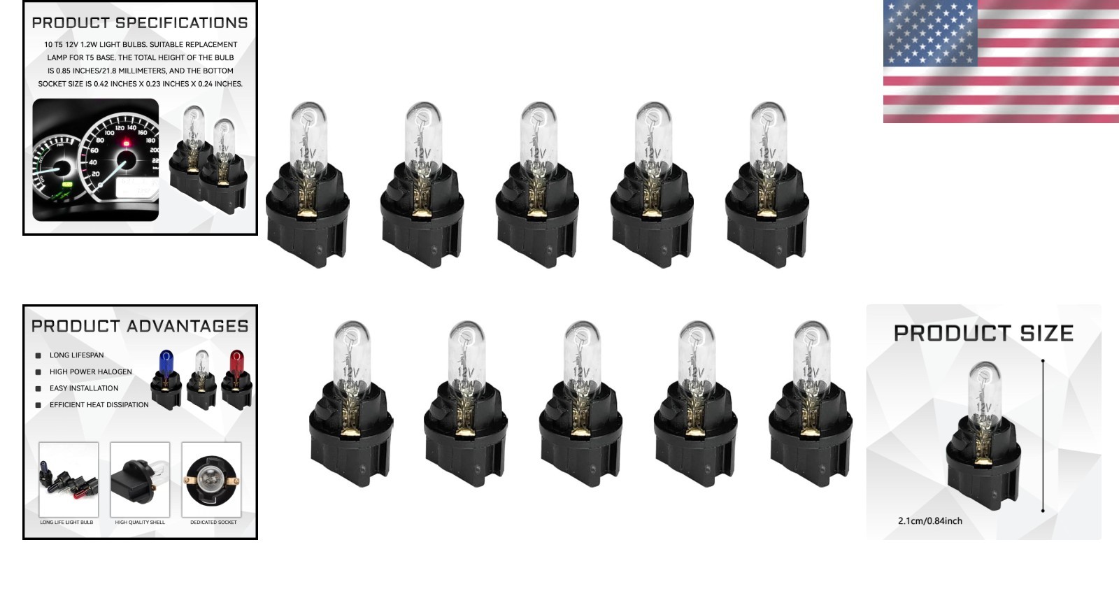 20PCS Instrument Cluster Bulbs T5 17 57 86 Dash Light Bulbs Gauge Cluster Lights
