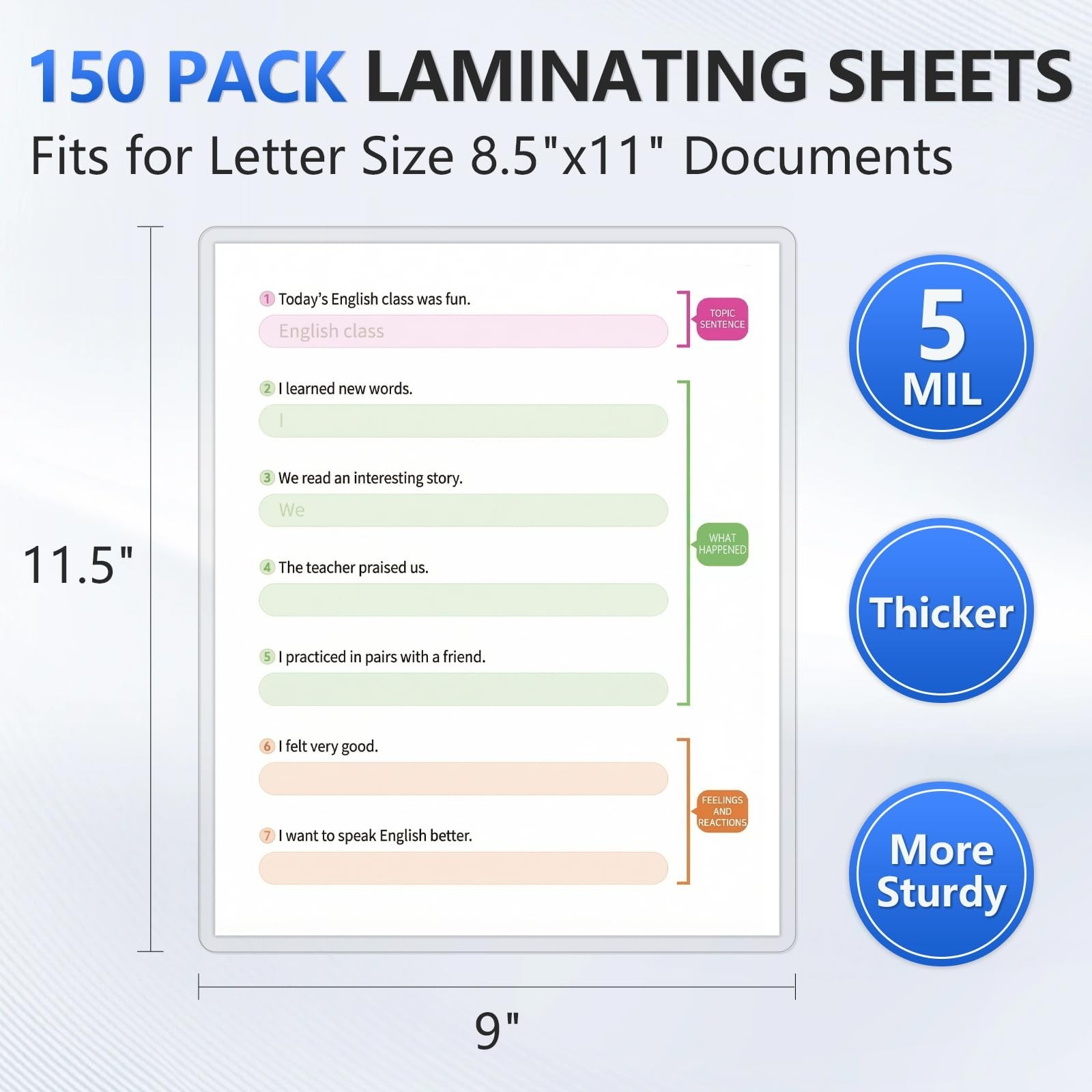 HOUYEE Laminating Sheets 5 Mil, Universal Fit for All Thermal Laminators, 150...