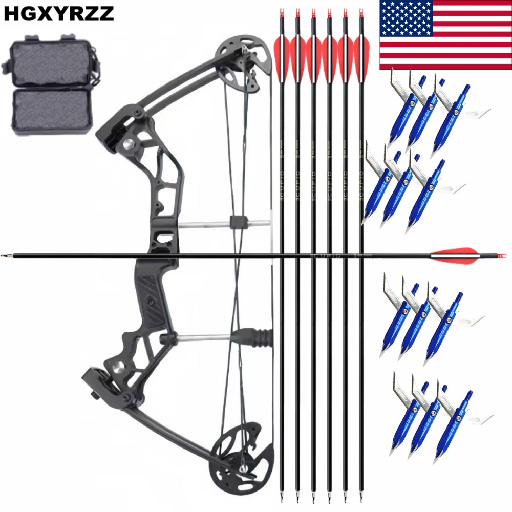 Mini Compound Bow Kit Arrows Shooting Archery Gift Pocket Bow Arrowheads Hunting