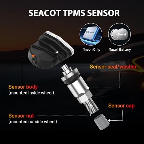 TPMS Sensor GM, 4-Pack 315MHz Tire Pressure Sensor Replacement for Chevy