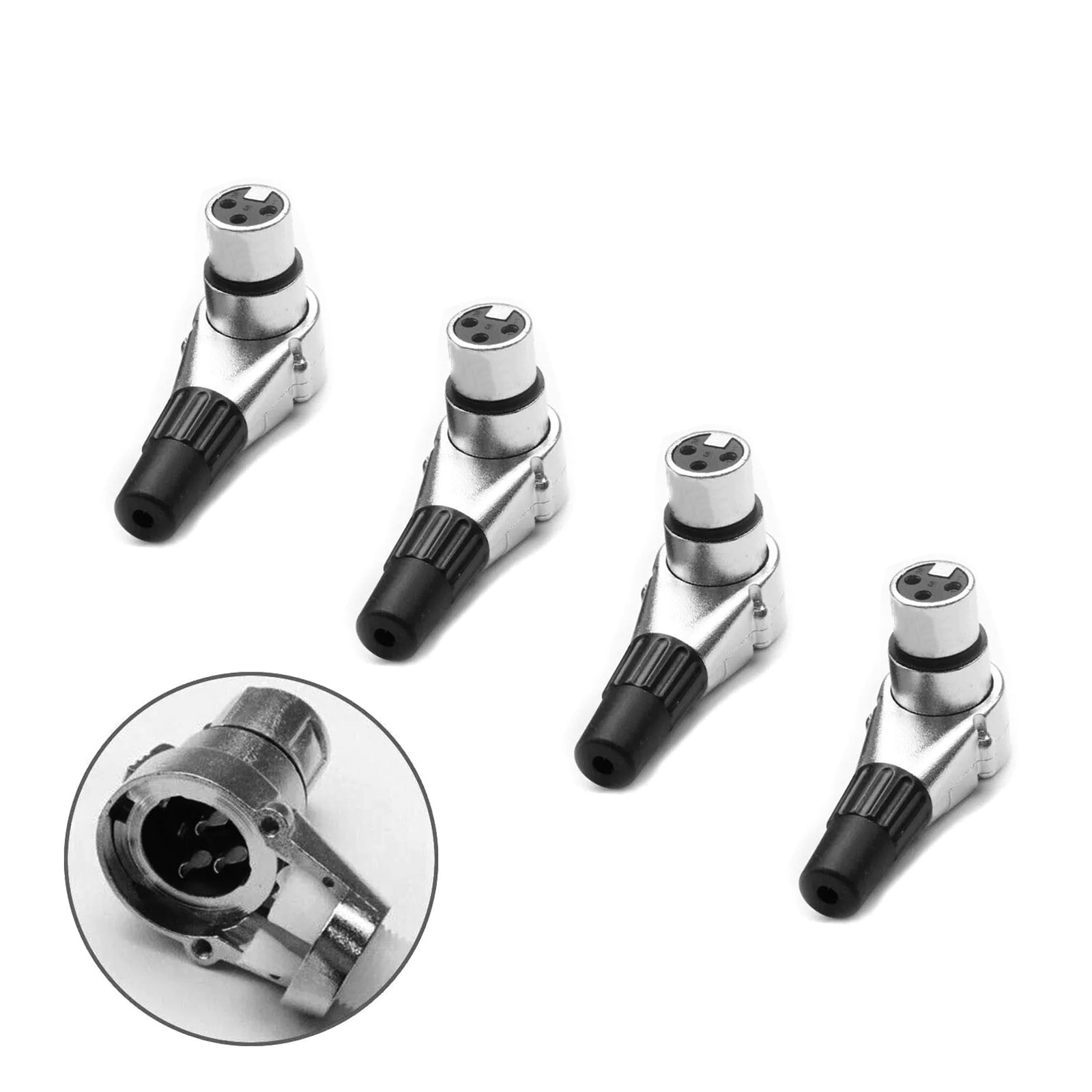 4Pcs Adjustable Right Angle 3 Pin XLR Female Connector Positions Adapter