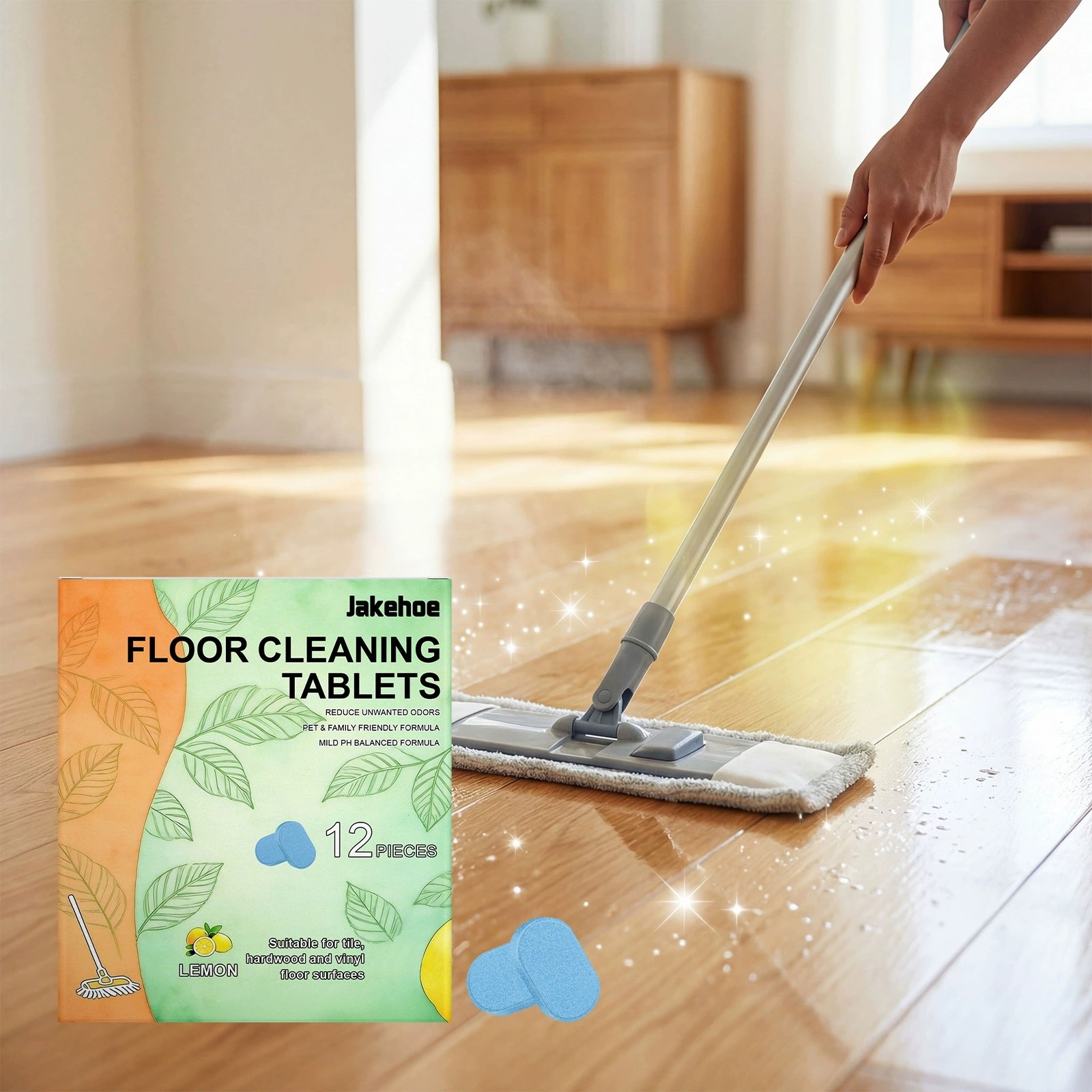 12pcs Floor Cleaning Solution Tablet Deep Cleans For Multiple Hard Floors ~HOT