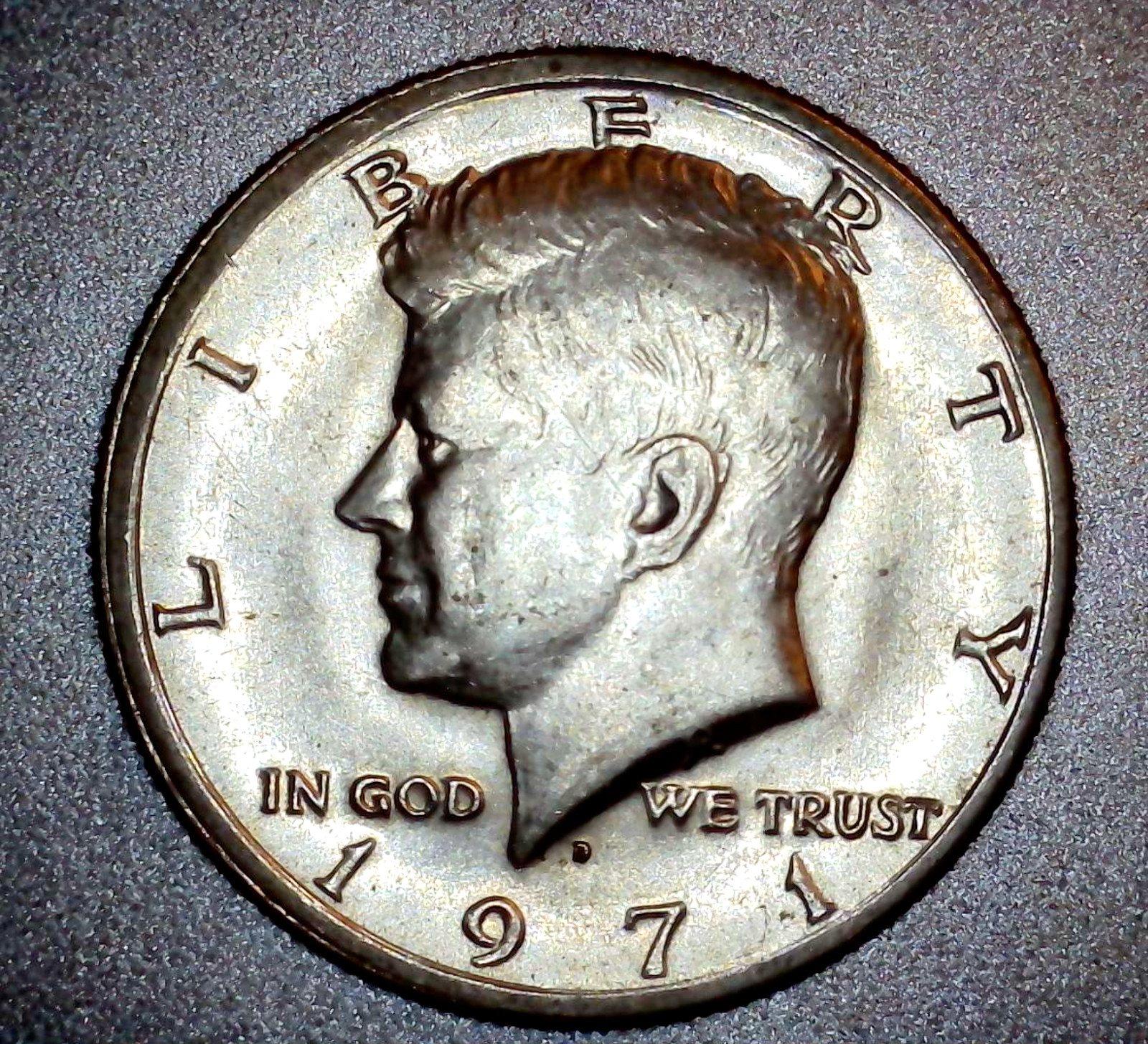 1971 D Kennedy Half Dollar Off Center Strike Error Coin
