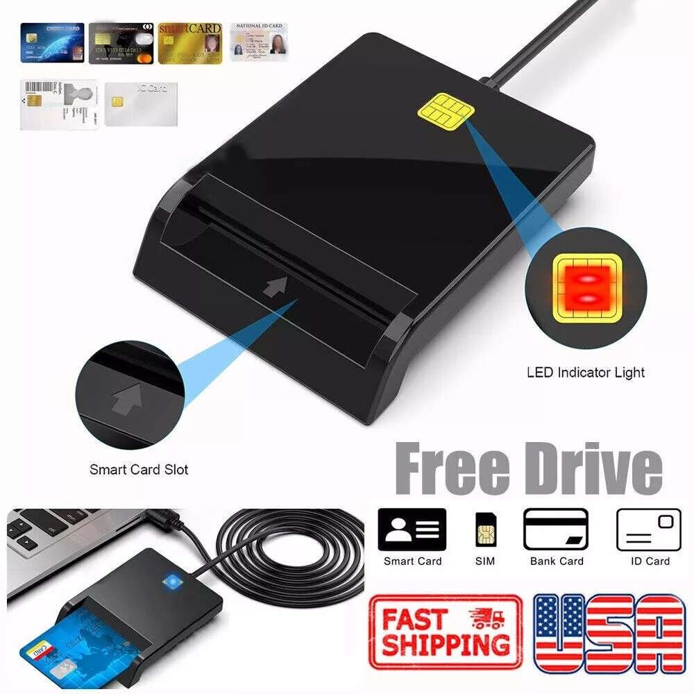DOD Military USB Smart Card Reader for Common Access CAC/Government/National ID