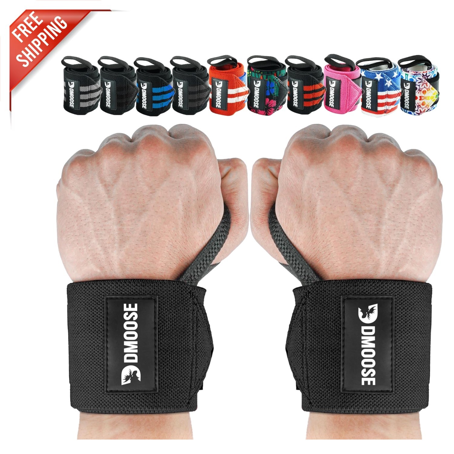 Breathable Cotton 18" Gym Wrist Wraps - Ultimate Stability and Comfort for Lifts