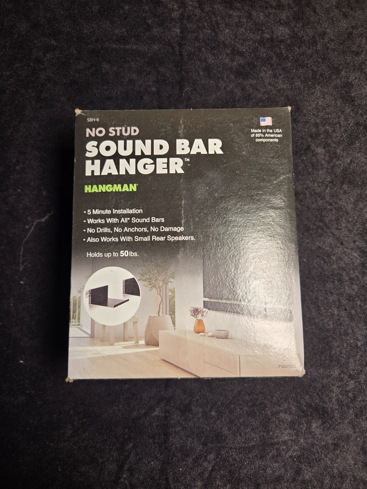 Soundbar Hangman No Stud Sound Bar Mount SBH-6 Black, Universal, Hold up to 50lb