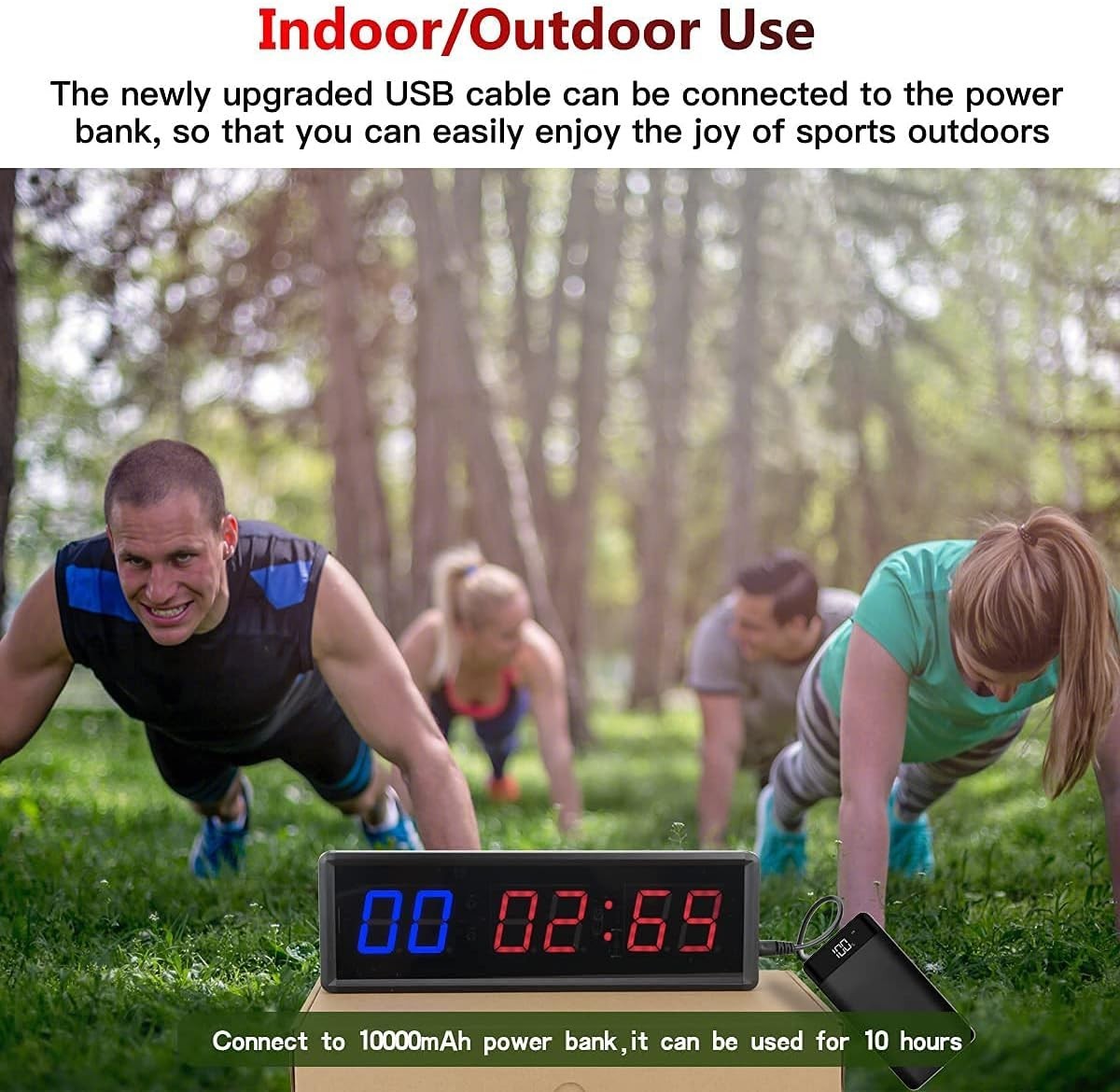Gym Timer 1.5" LED Interval Timer Workout Timer Clock Stopwatch Timer Count D...