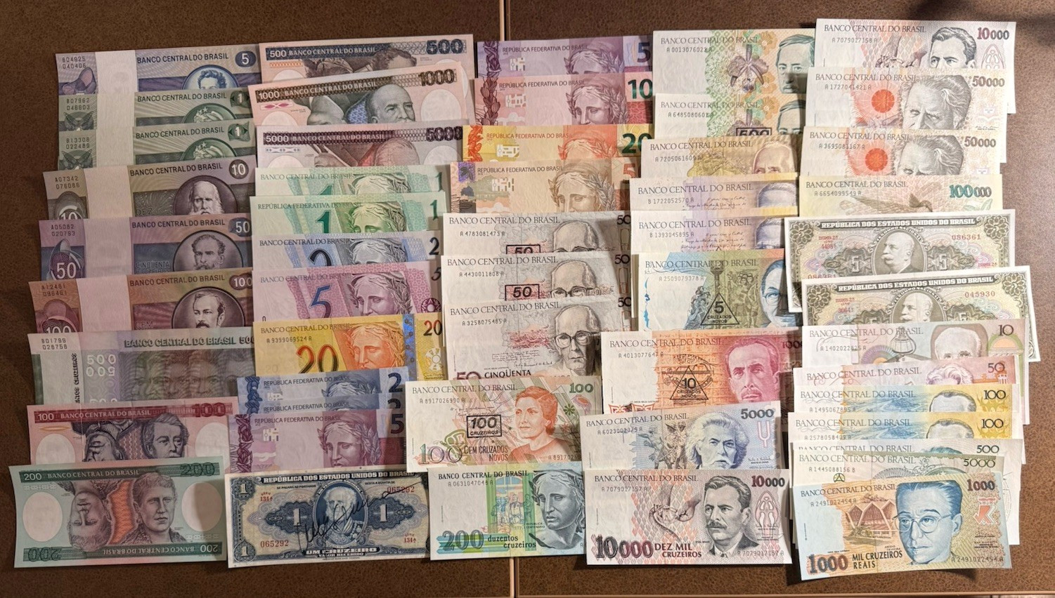 Brazil 52 Note Collectors Set 1970s - 1990s UNC