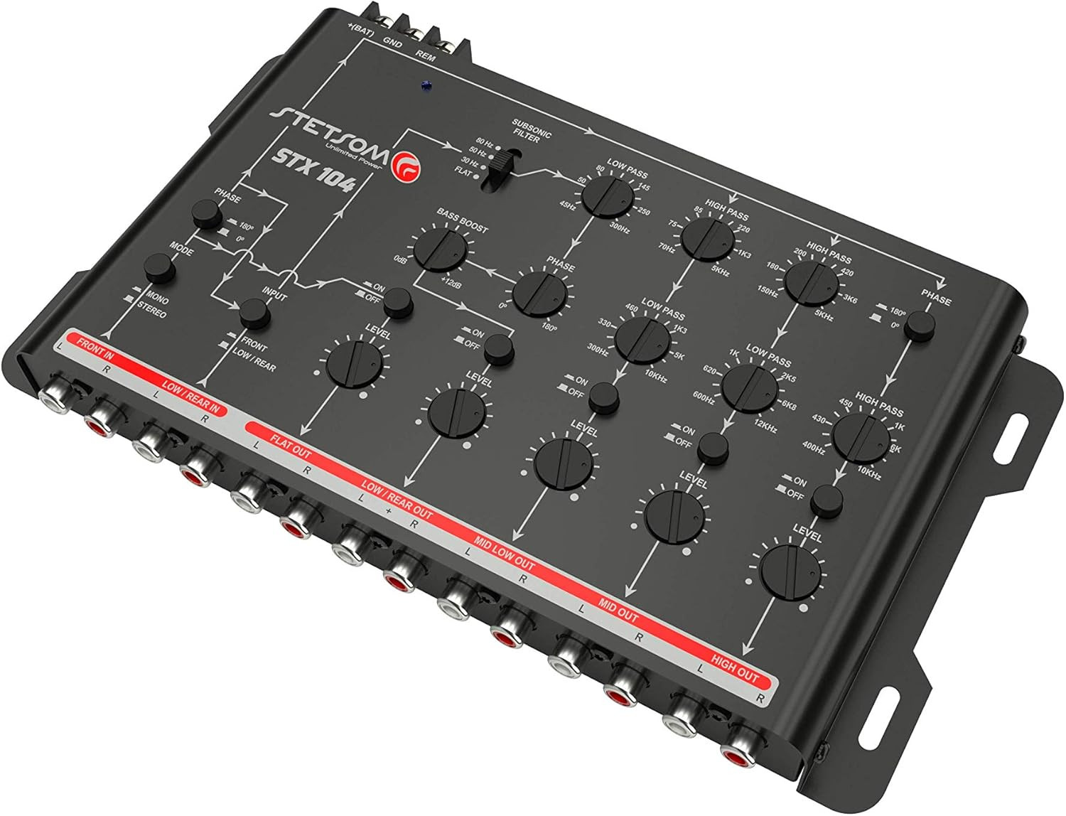 STX 104 PRO - Crossover, 5 Way Channels, Digital Electronic Car Audio, Output Si