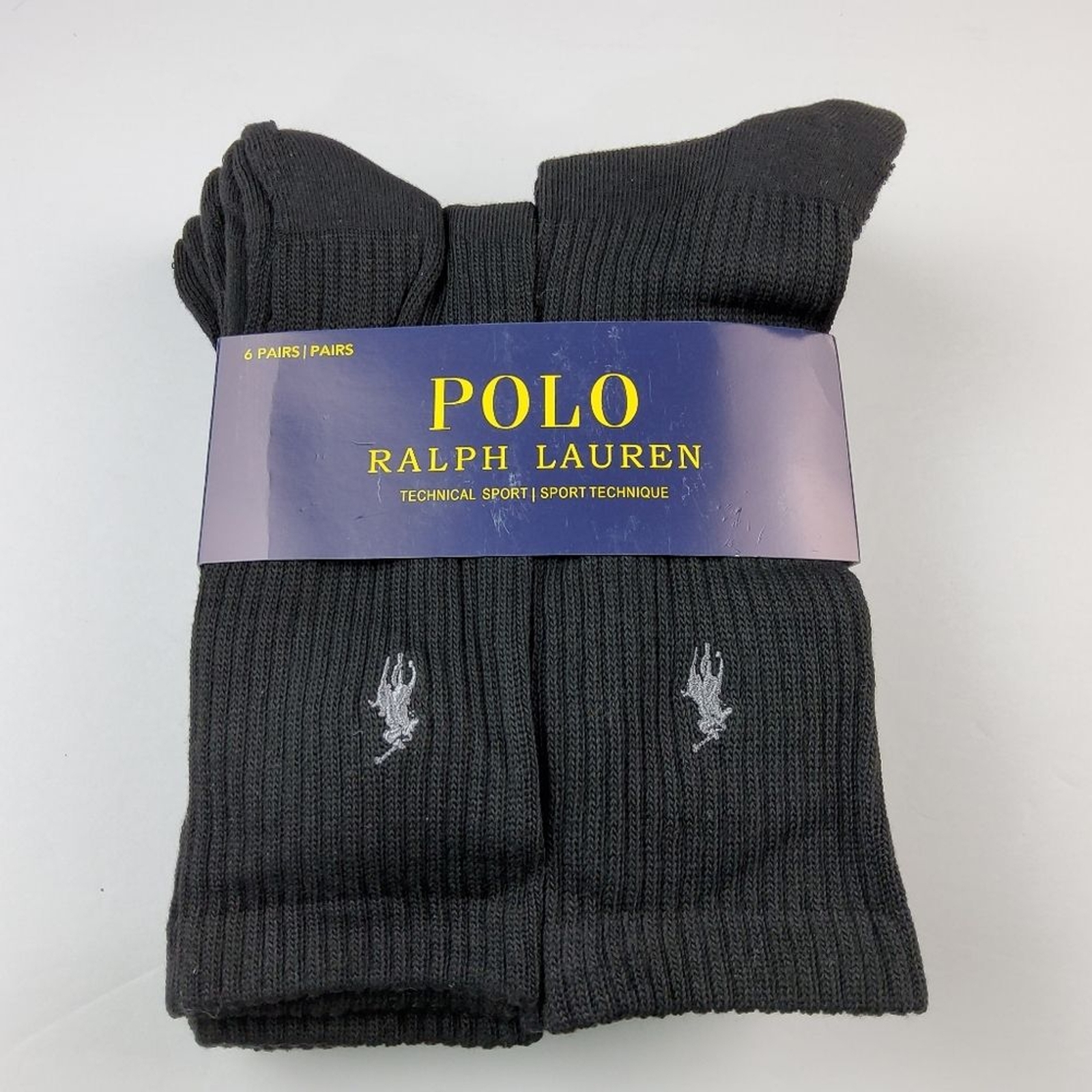 Polo Ralph Lauren Men's 6pk Crew Socks Black Size 10-13