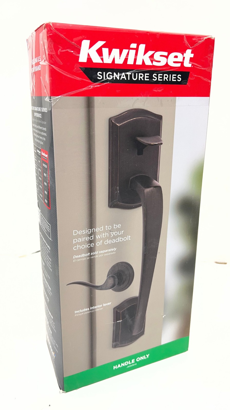 Kwikset Prescott Door Handleset Only with Tustin Door Handle in Venetian Bronze