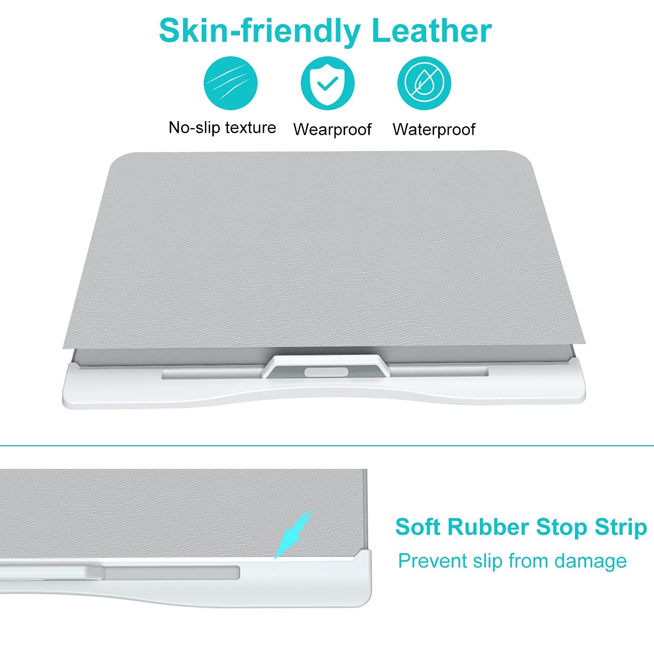 Foldable Adjustable Lap Desk for Bed with 2 Drawers - X-Large Grey