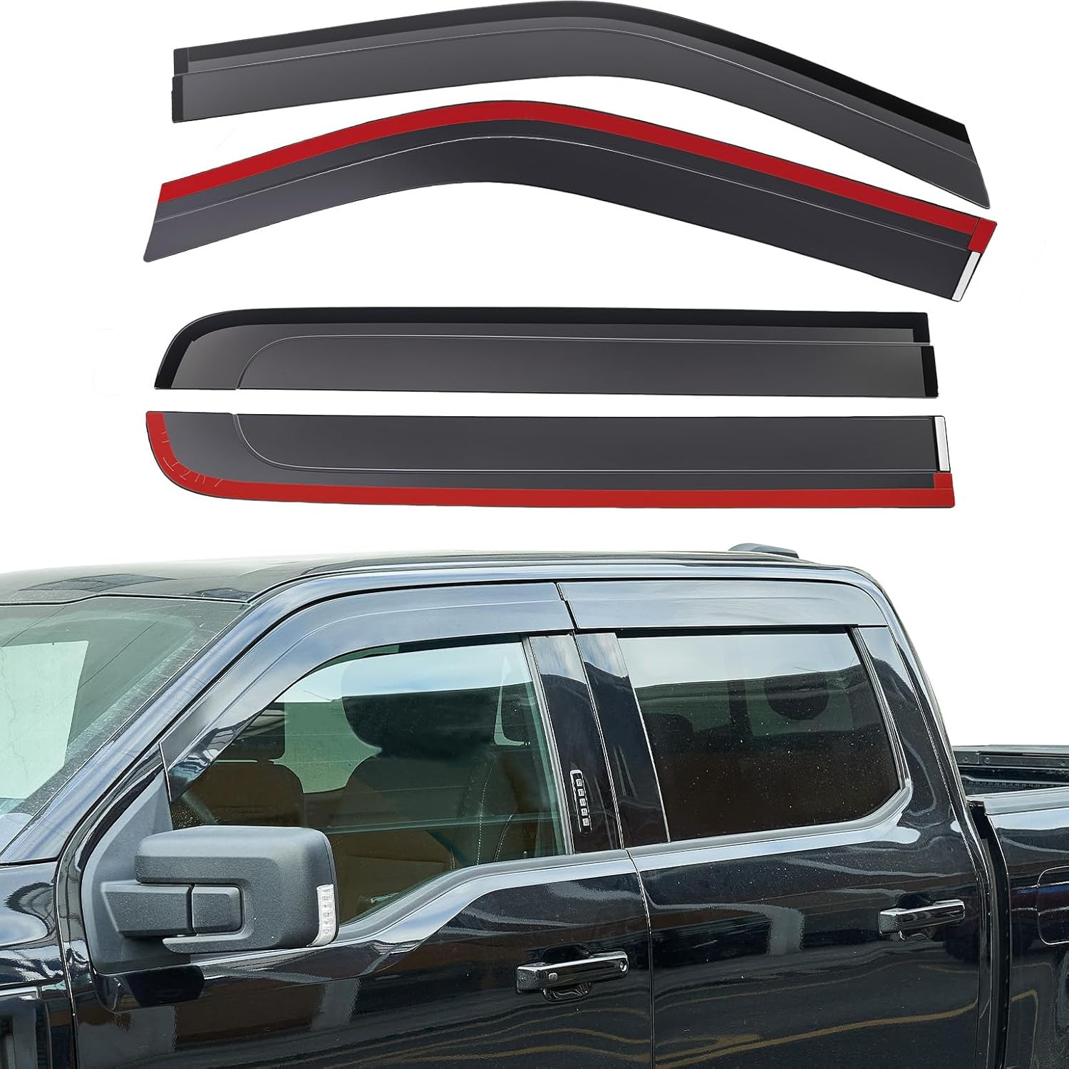 Low Profile Vent Visors for 2015-2024 Ford F150 & Raptor Crew Cab