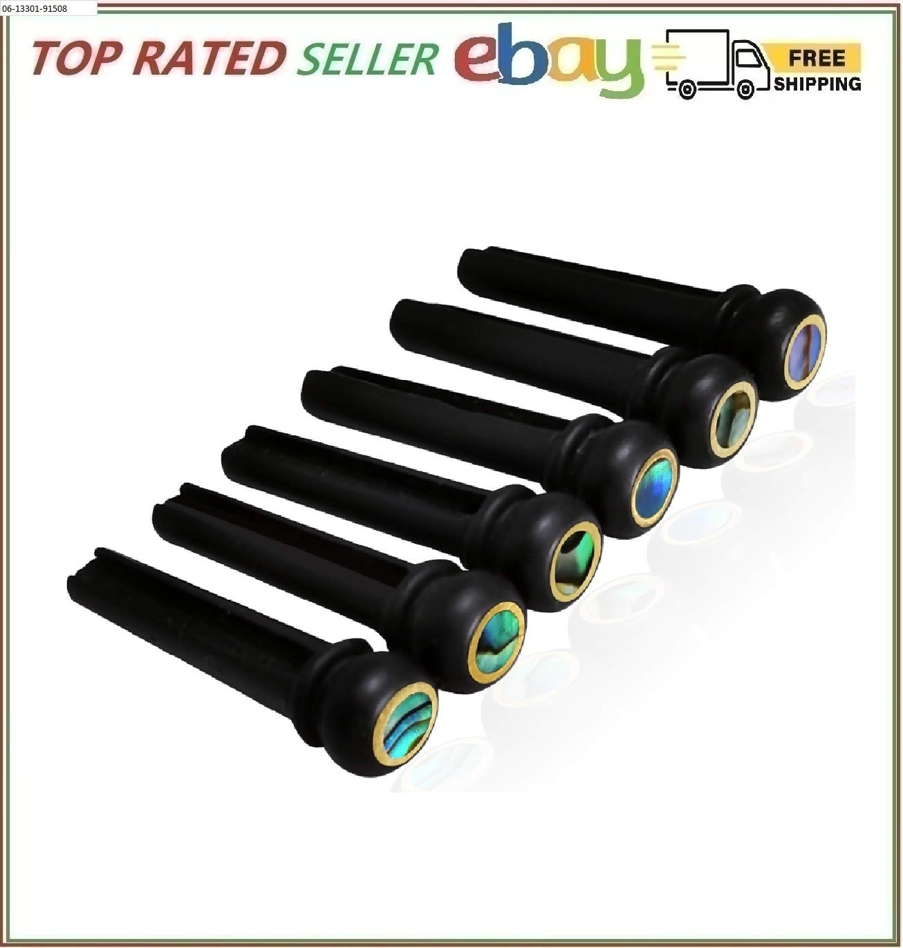 Ebony Guitar Bridge Pins Endpin Inlaid Abalone Dot Replacement