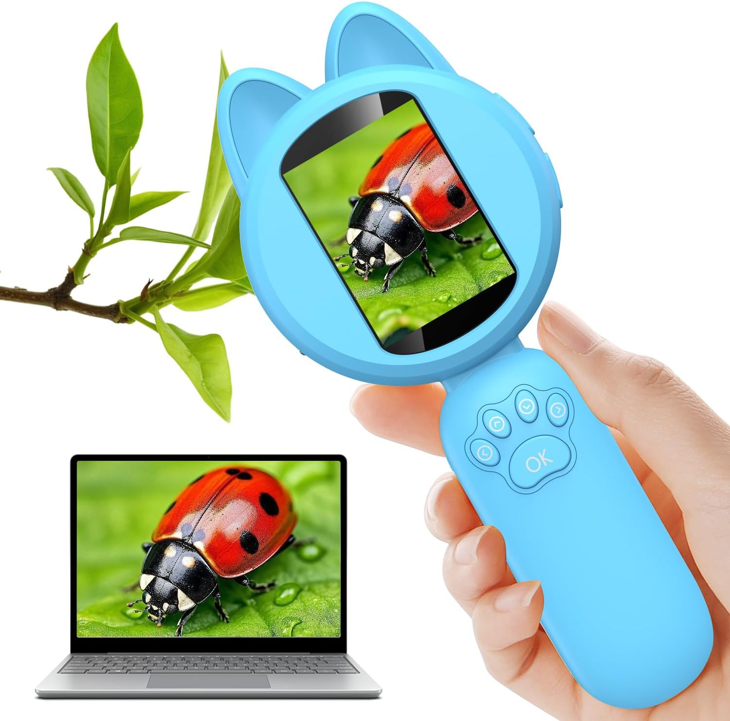 Magnifying Glass for Kids, 100X Handheld Microscope with 2" LCD Scrren, Kids ...