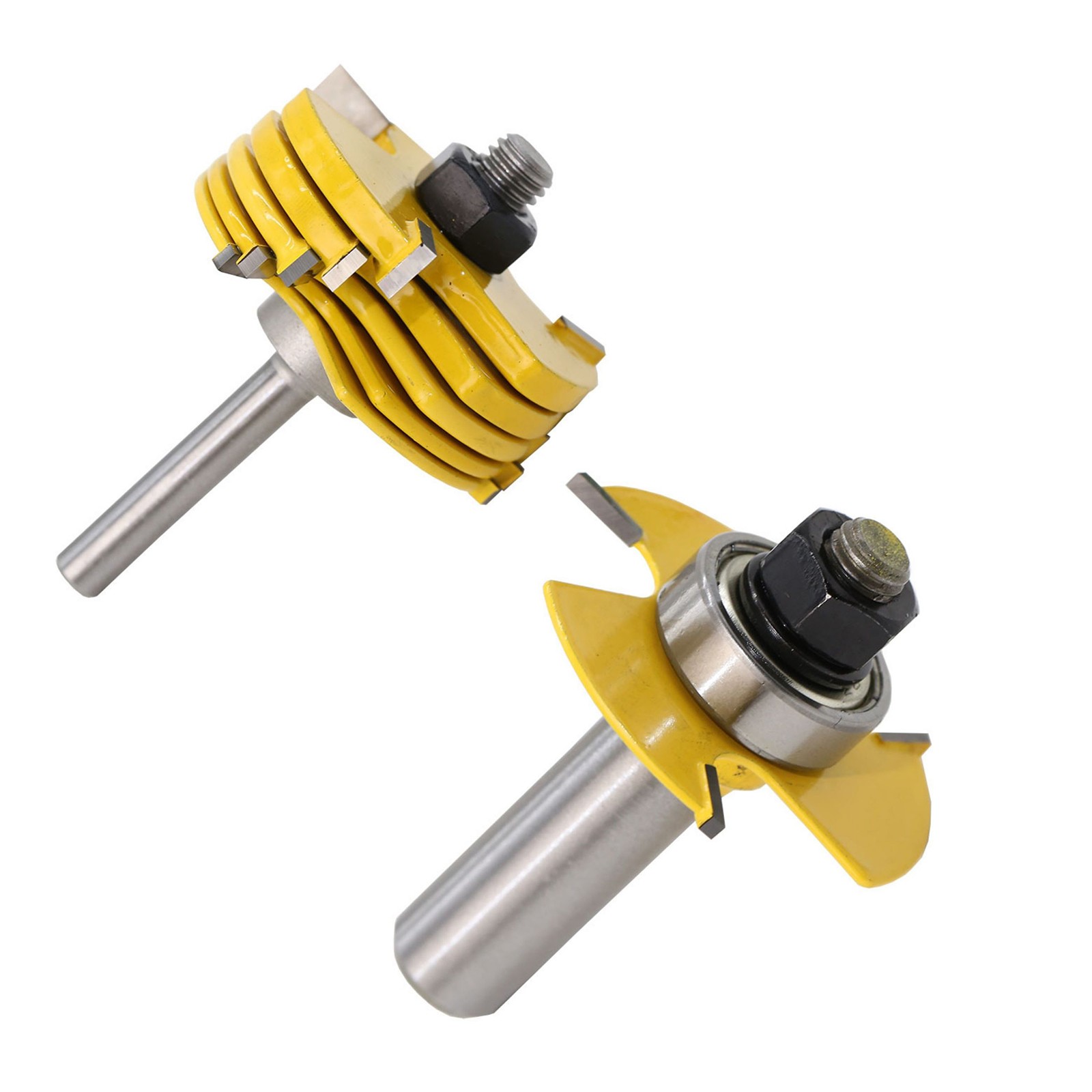 2Pcs Tongue & Groove Router Bits 1/4" 1/2" Shank 3 Teeth Adjustable T Shape Bits