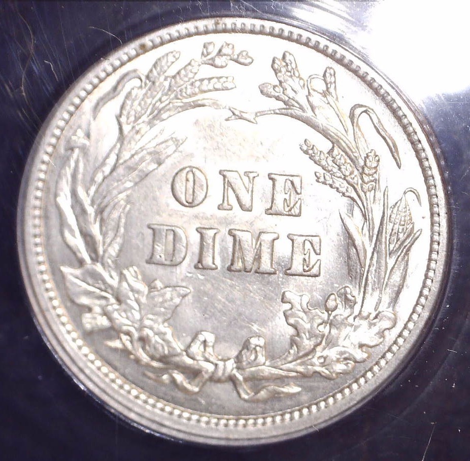 1916 Barber Dime, ANACS AU55 Cleaned