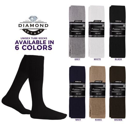 6-12-18 Pairs Men's Black Tube Socks Over The Calf Sport Cotton Socks Big &Tall